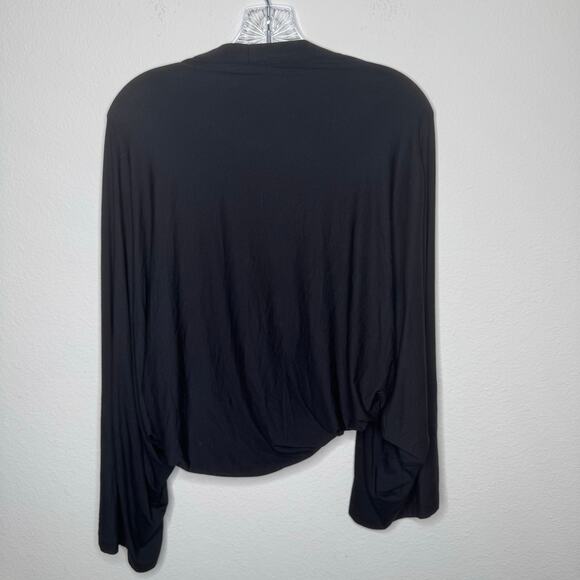 LOGO by Lori Goldstein Black Button Cardigan 3X Draped Open Front Top NWT - Picture 2 of 7